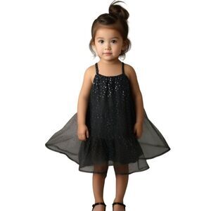 Jessica Simpson Black Sheer Sparkle Outer Layer Sleeveless Dress Size 2T